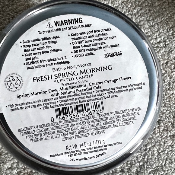 New bath & body works fresh spring morning 3 wick candle! - Picture 5 of 6